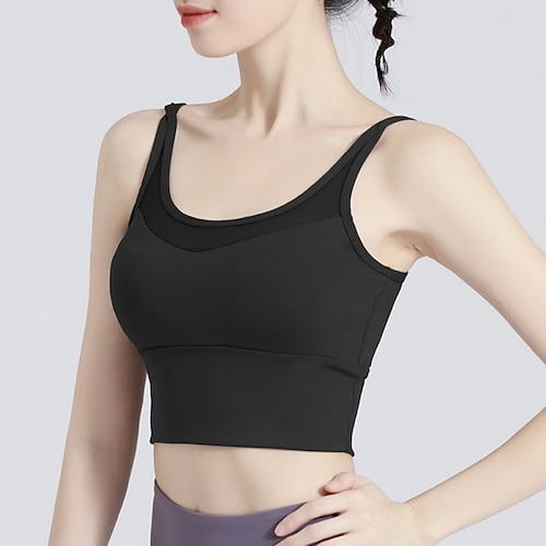 Damen Leichter Halt Sport-BH Lauf-BH Offener Rücken Herausnehmbare Polsterung BH-Top Gepolstert Fitness Freizeitsport Laufen Atmungsaktiv Leicht Weich Spandex Schwarz Rosa Königsblau Einfarbig Image