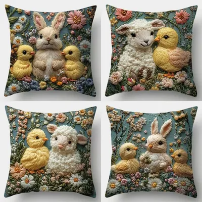 Ostern Cartoon Gedruckt Hase Ei Kissenbezug Hause Sofa Kissenbezug Schlafzimmer Nachttisch Kissenbezug Image