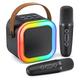 mini macchina per karaoke portatile bluetooth mini microfono per karaoke altoparlante per canto con 2 microfoni wireless e luce per tutti gli smartphone
