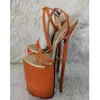 Orange Farbe Hohl Gürtel Dekor Sandalen Stiletto High Heel Plattform Leder Dance Party Sexy Frauen Schuhe 2025, Sommer Para Mujere