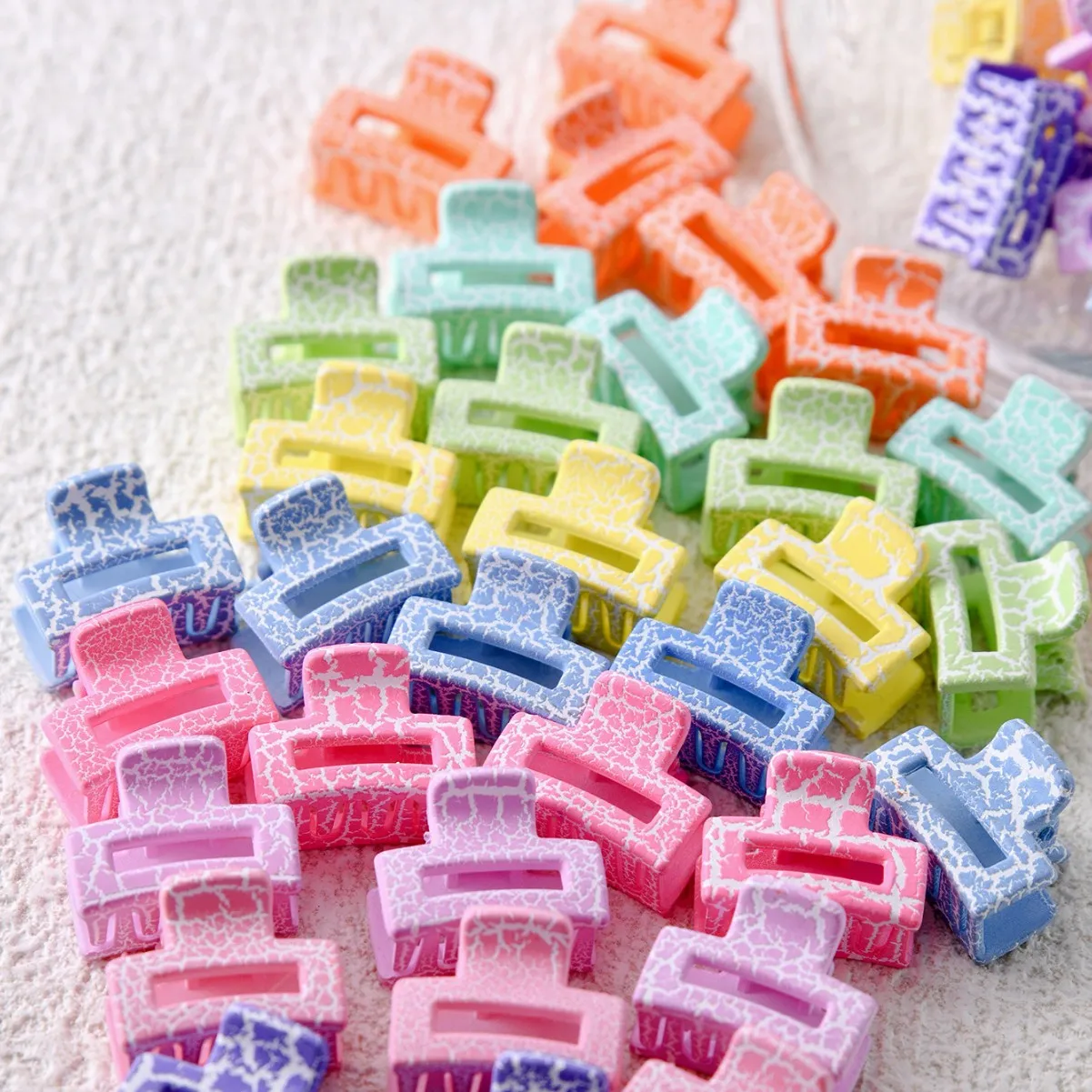 10Pcs Candy Farbe Mini Krabben Clip Klaue Süße Reizende Peeling Geometrische Rechteck Frauen Mädchen Kleine Kinder Haarnadel Haar Zubehör Image