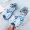 Disney Mädchen Sandalen Gefrorene Elsa Prinzessin Schuhe Mädchen Kristall Schuhe Kinder Laufsteg Show Blau Peep Toe Schuhe Flache Größe 22-36
