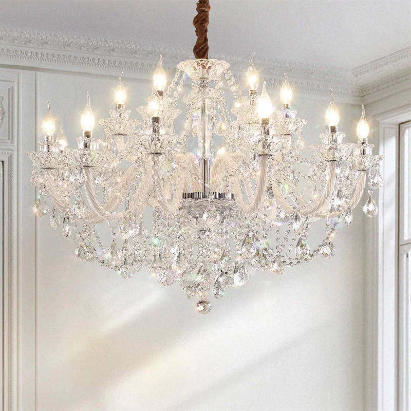 Französisch Glanz Kristall E14 Kronleuchter Wohnzimmer Decor Weiß Glas Anhänger Lichter Led Decke Kronleuchter Für Schlafzimmer Led Lampara