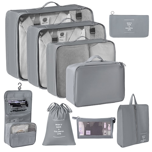 set di cubi di compressione per l'imballaggio da viaggio, borse pieghevoli per l'organizzazione dei bagagli, beauty case portatile e beauty case, custodie multifunzionali per riporre i vestiti per