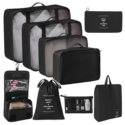 set di cubi di compressione per l'imballaggio da viaggio, borse pieghevoli per l'organizzazione dei bagagli, beauty case portatile e beauty case, custodie multifunzionali per riporre i vestiti per