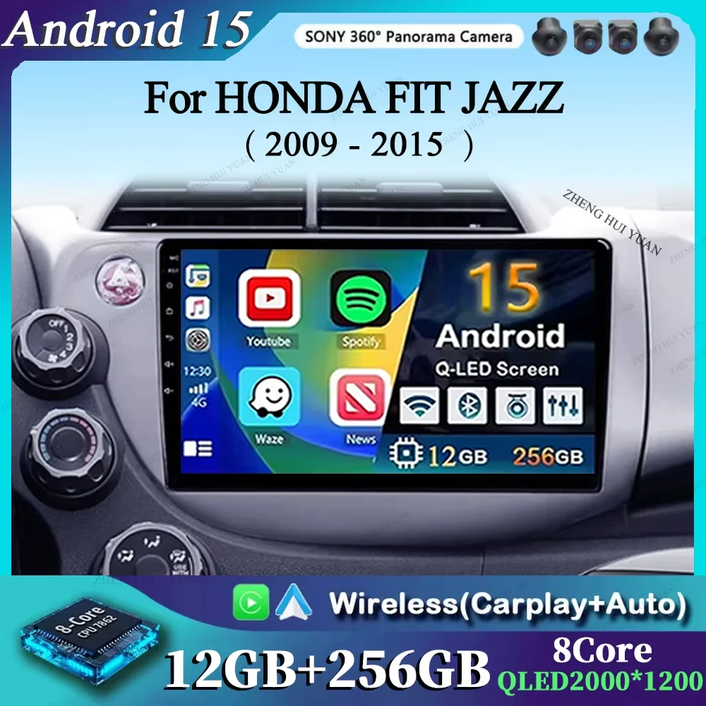 Für HONDA FIT JAZZ 2008 2009 2010 2011 2012 2013 Carplay Auto Android 15 Auto Radio Multimedia Video Player Navigation WIFI 4G Image