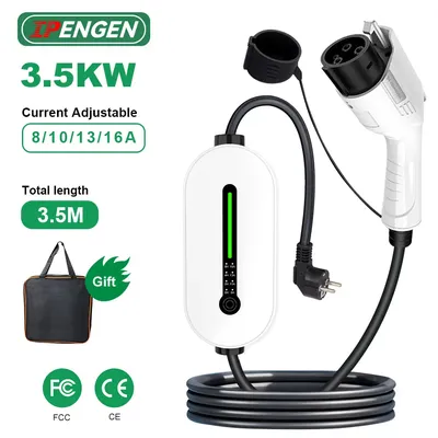 IPENGEN Tragbares EV-Ladegerät Typ 1, 8A-10A-13A-16A, verstellbares tragbares Autoladegerät mit IP66, wasserdicht, für Elektrofahrzeuge