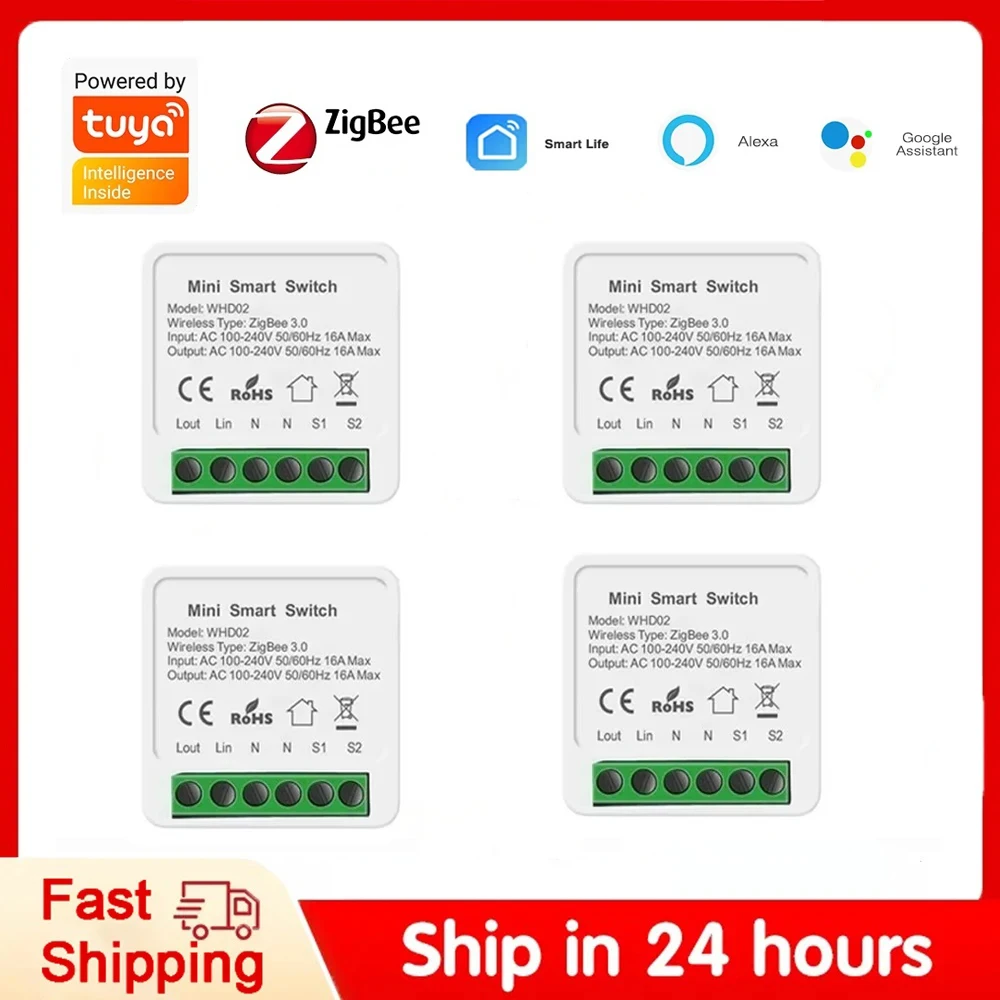 Tuya 16A Mini Smart Switch Zigbee DIY 2-Wege Drahtlose Steuerung Relais Automatisierung Module Sprachsteuerung Arbeit Mit Alexa Google Hause Image