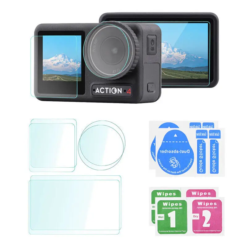 9H gehärtete Glasfolie für DJI Osmo Action 4, Objektiv + Bildschirm + Front-LCD-HD-Schutz, kratzfester Schutzglasfolie Image