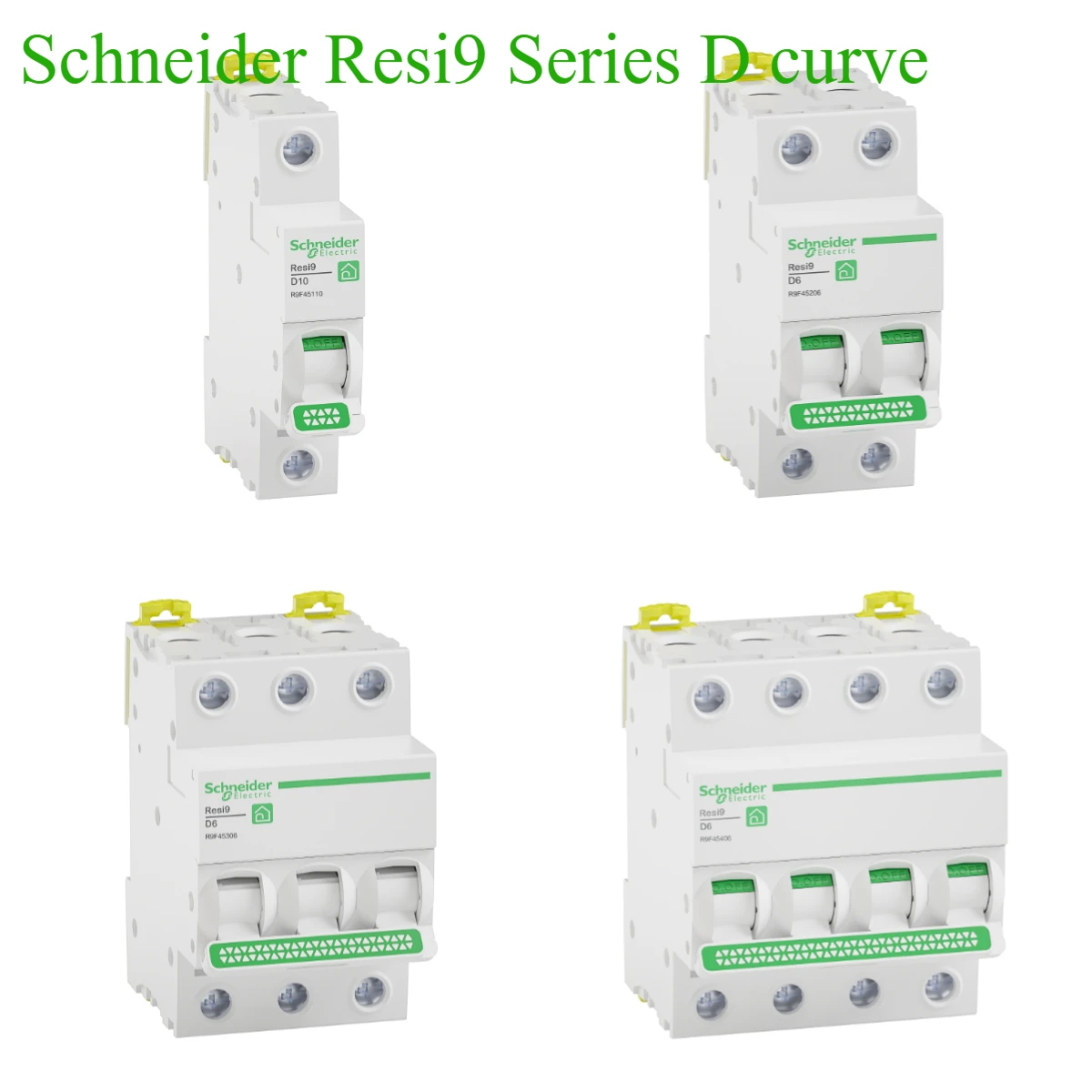 Schneider Leitungsschutzschalter R9F Serie D Kurve Resi9 MCB 1P 2P 3P 4P R9F45106 10 16 20 25 32 40 50 63A Image