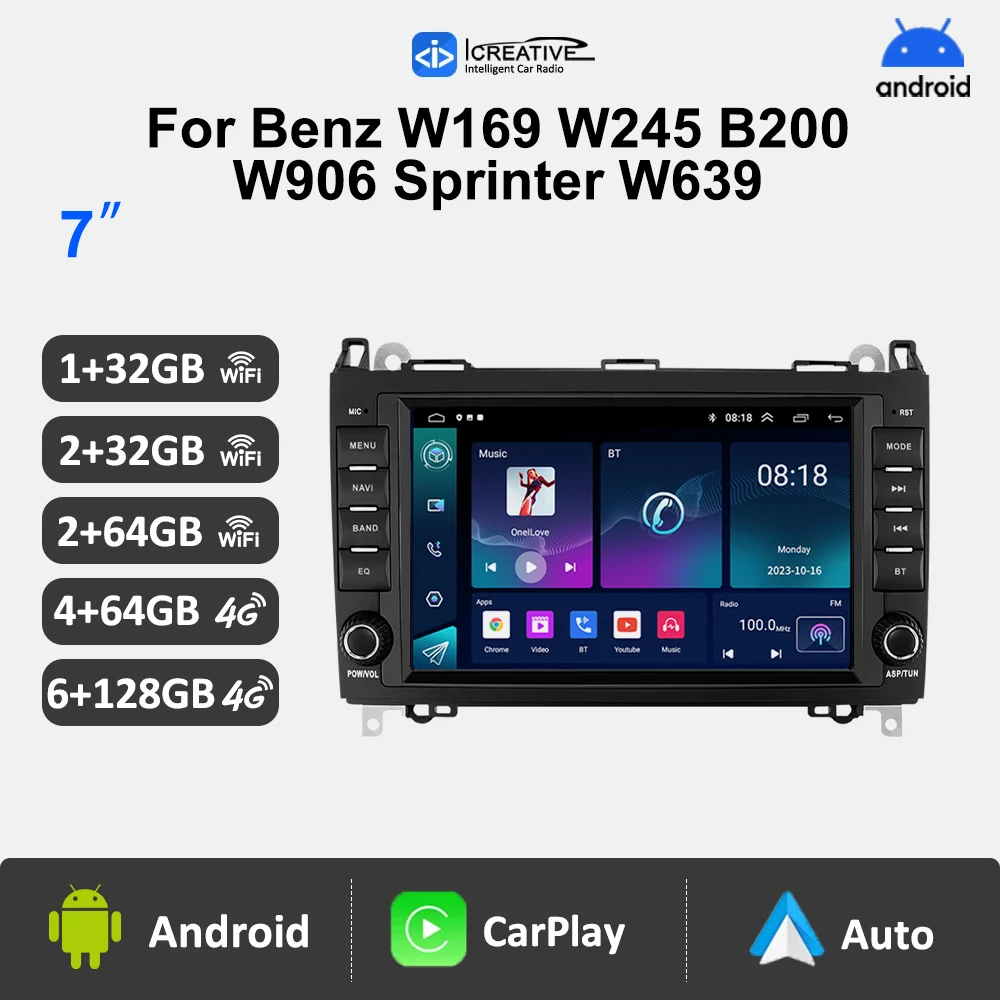 Android Radio für Mercedes Benz W169 W245 B200 W906 Sprinter W639 Vito CarPlay Multimedia Player GPS Navigation Head Unit Stereo Image