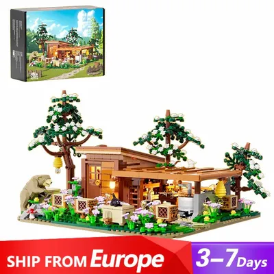 Klemmbausteine Biene Bauernhaus 2 Figuren Gebäude Sets, Stadt Straßen beleuchtung Wohnung Geschäft Modell modulare Gebäude Blöcke Erwachsene Geschenk 1274pcs Image