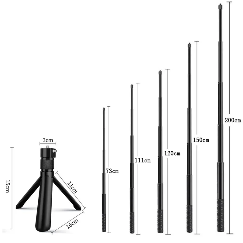 Unsichtbarer Bullet Time Selfie Stick für Insta360 X4 X3 X2 GoPro 12 11 10 9 8 DJI Action 4/3 SJCAM Kamera Erweiterter Bündelgriff Image