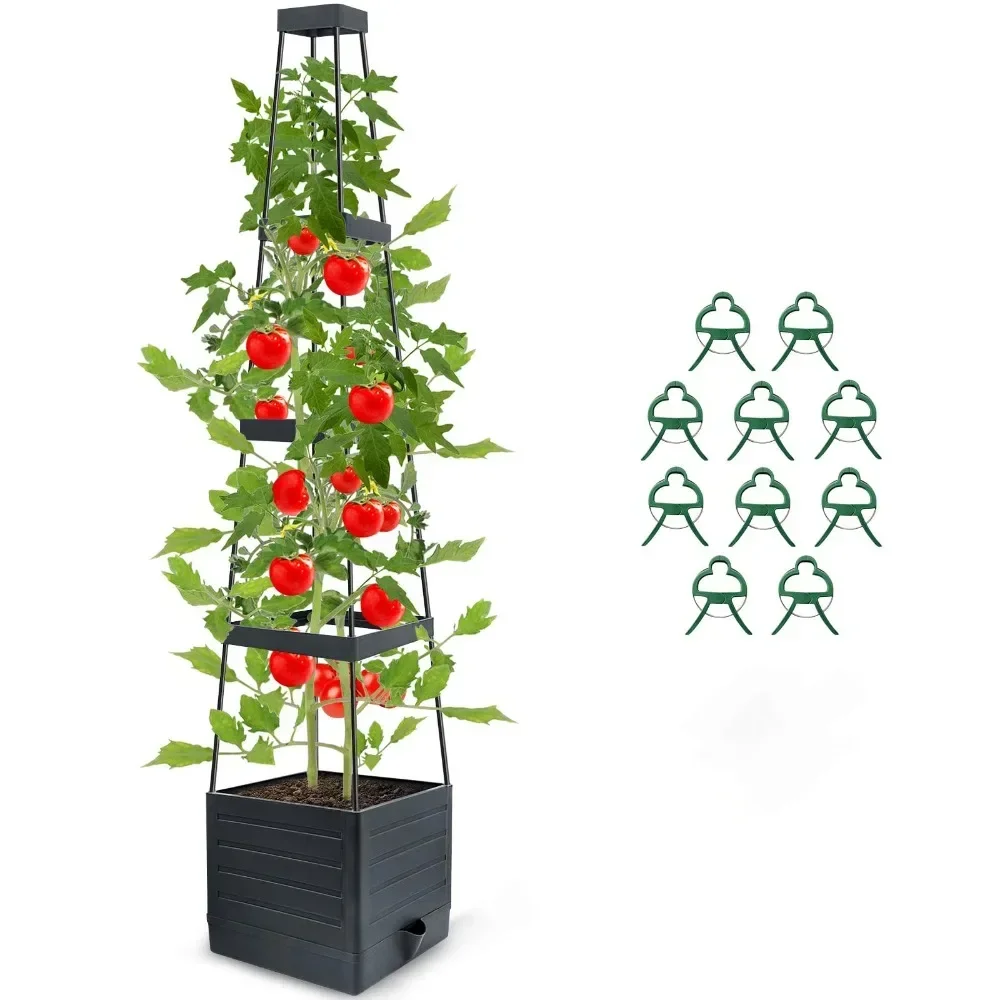 Selbstbewässernder Tomatenpflanzer mit Spalier, Tomatenkäfigen für Gartentöpfe, selbstbewässernd, 1 Packungen Stützkäfig für Tomatenpflanzen Image