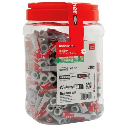 fischer Universaldübel-Sortiment »BigBox - DuoPower 10x50« 210 Stück grau