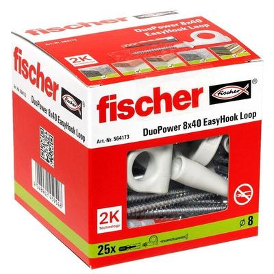 fischer Dübel mit Schrauben »EasyHook Loop - DuoPower 8x40 2K« 25 Stück grau Image