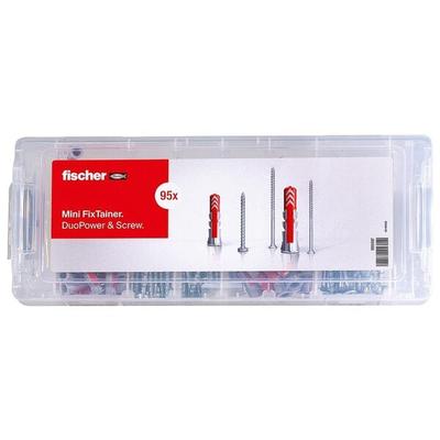fischer Dübel- und Schrauben-Sortiment »Mini FixTainer - DuoPower« 95 Stück grau