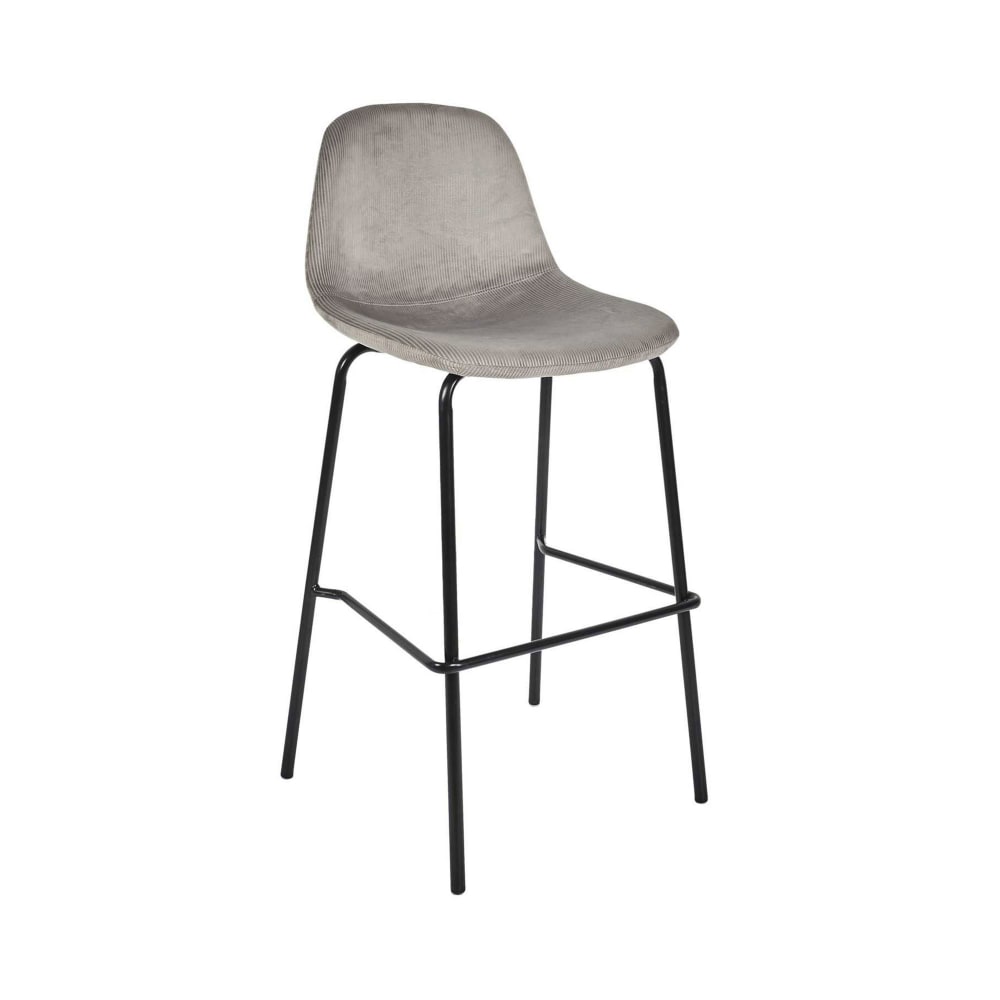 Lot de 2 chaises de bar 46x48,2x400,4 cm en velours côtelé gris
