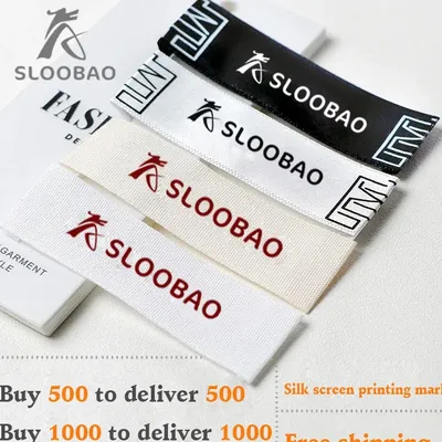 Screen printed cotton ribbon, woven edge, satin ribbon, customized clothing labels, clothing collar