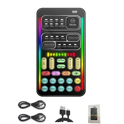 Voice Changer Handheld Sound Card Multiple Sound Effects for Microphone/ /Switch/Phone/Games /Live
