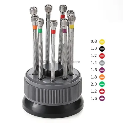 Watch Repair Tool Kit for Watchmaker Stainless Steel Precision Screwdriver Set 9pcs Watch Glasses