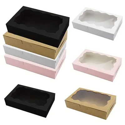 12/24pcs Cake Box with Window, Bakery Box Pastry Chocolate Supplies, Birthday Wedding Valentine's
