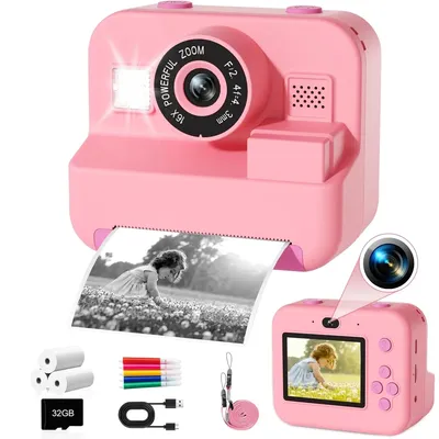Digital Children Instant Print Camera, Video Recording, with 32G Card and Thermal Printing, Kids