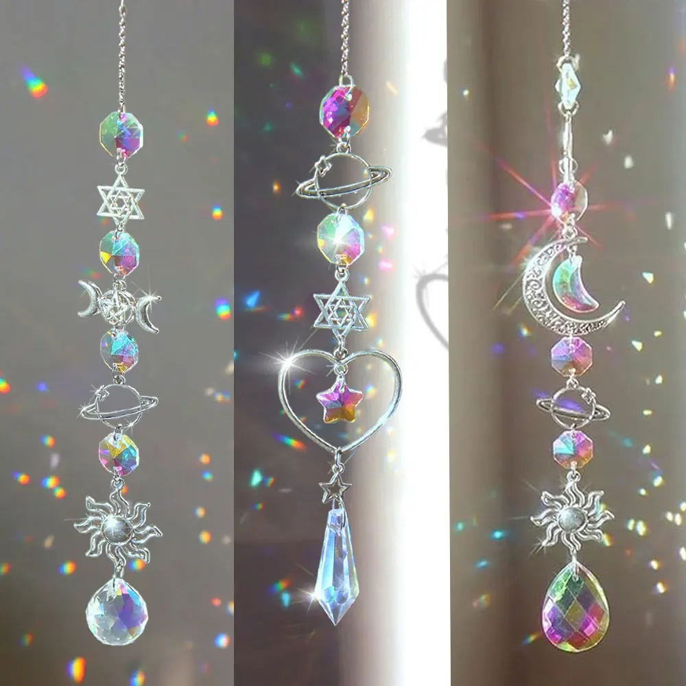 Carillon éolien en cristal arc-en-ciel, attrape-soleil, pendentif attrape-rêves, décoration de jardin de maison, carillon éolien, vacances, Festival, décoration de maison,