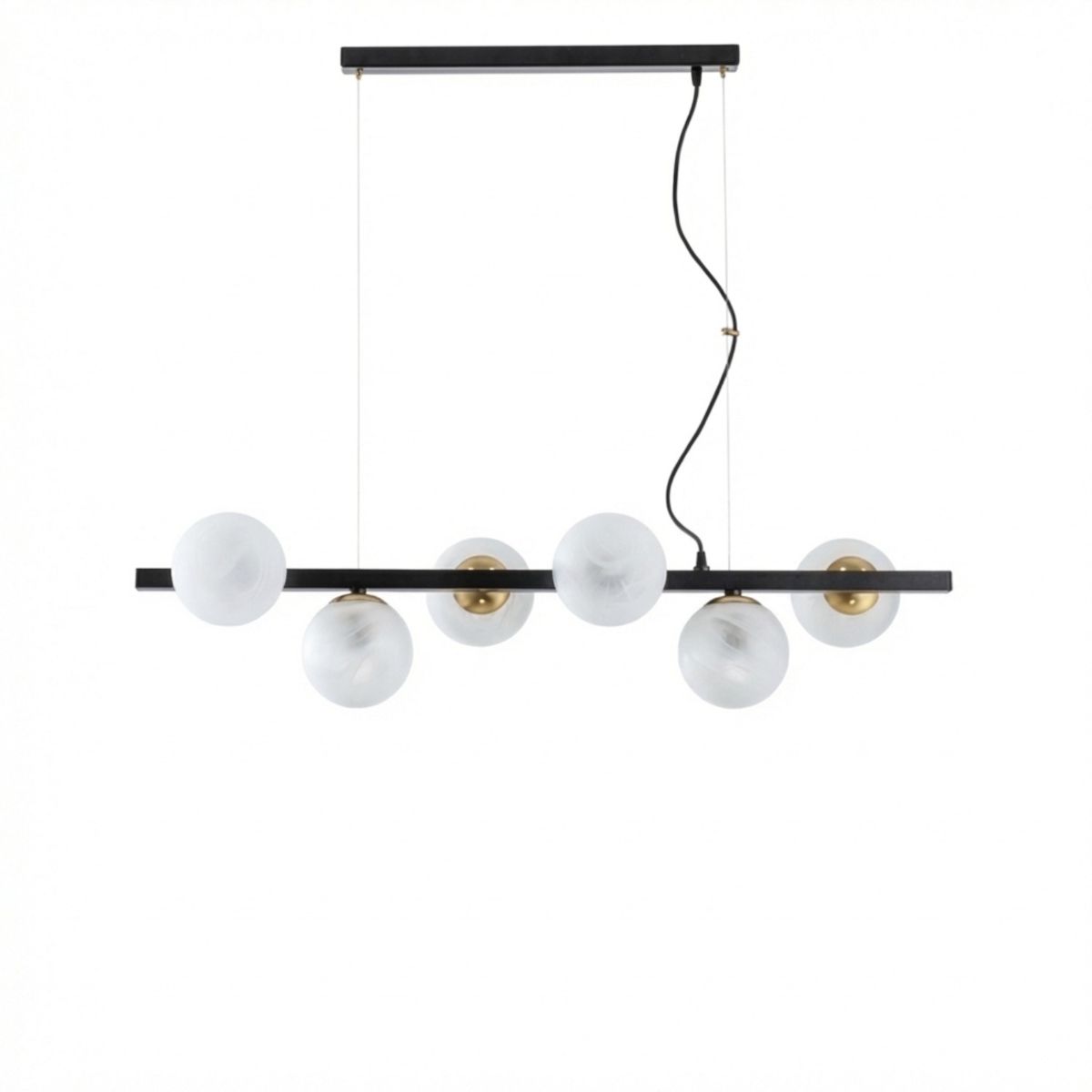 Bonetti Illumina Adrian - Aufhängung aus schwarz lackiertem und bronziertem Eisen, 6 Lichter, L. 101 x 30 - BL278-6-NR Image