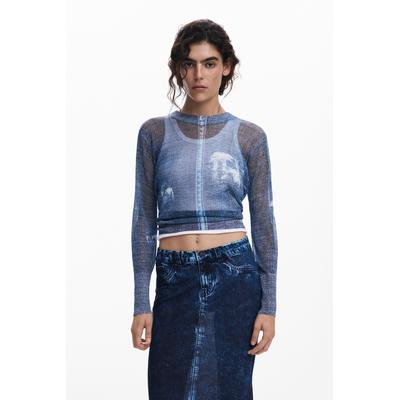 Denim-effect sweater