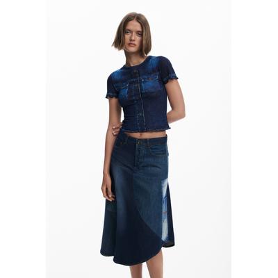 Patchwork denim skirt