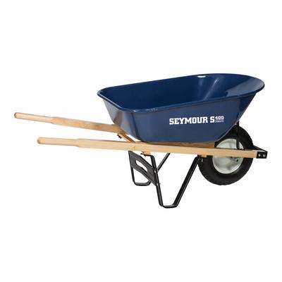 Seymour Midwest S400 Jobsite 6 Cu. Ft. Steel Wheelbarrow with Hardwood Handles and 16" 2-Ply Tire with Ball Bearings 85740
