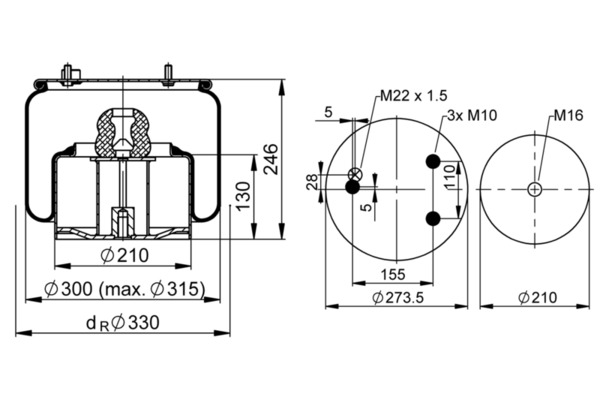 CONTITECH AIR SPRING Federbalg, Luftfederung Premium Range Universal 836 N P14 Image