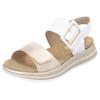 Keilsandalette REMONTE, Damen, Gr. 40, beige (weiß, creme), Leder, Lederimitat, metallic, casual, Schuhe, Sommerschuh, Riemchensandale mit komfortablem Softfußbett