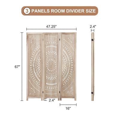 Room Divider Panel Wooden Room Divider Wall,5.6FT Tall Room Divider with Shelves,Folding Privacy Screens 67in
