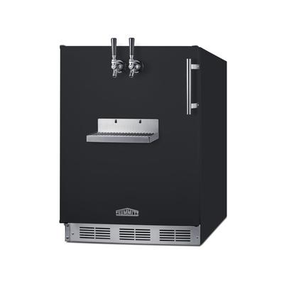 Summit SBC58BFRTPADALHD 24" Front Tap Kegerator Commercial Beer Dispenser w/ 2 Keg Capacity - Black, 115v
