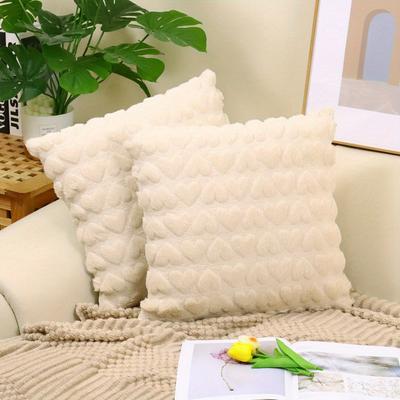 TEMU 2pcs, 18*18inch Simple Solid Color Love Cute Plush Throw Pillow Cover Cushion Cover Cushion Cover, No Insert Image