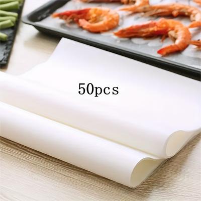 TEMU 30x40cm Flat Silicone Oil Paper 50/100/200pcs Baking Sheets, 12 X 16 Inch, Precut Parchment Sheets For Baking, Cooking, Grilling, Air Fryer And Steaming (unbleached) Image
