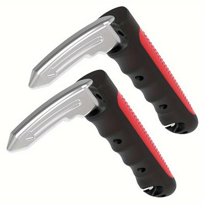 TEMU 2pcs 3-in-1 Car Door Handle Assist For Elderly & Handicapped - Ergonomic Support Handle With Abs Grip, Aluminum Alloy Construction, And Window Breaker, Fit For Most Vehicles Image