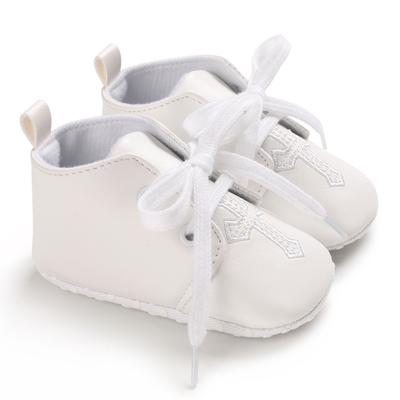 TEMU Soft & Shoes For Boys And Girls - White Baptism Design, Lace-up, Non-slip Sole,