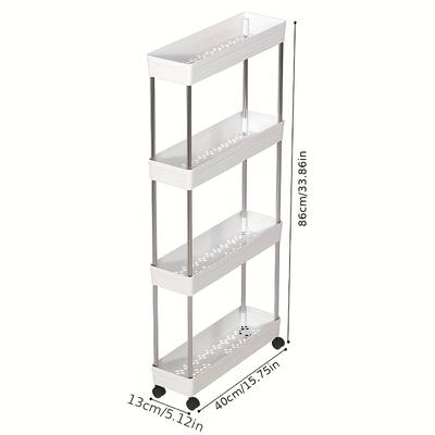 "TEMU 4-tier Slim Storage Cart With Wheels, White/black Plastic Organizer Rack For Kitchen, Bathroom, Or Living Room - 35.8" Height, Floor Shelf For And" Image