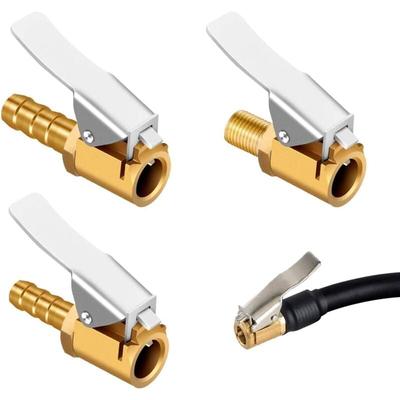 3 Stück Messing-Inflatordüse, Luftpumpen-Clip, Inflatorventil-Anschluss, Autoreifen-Ventiladapter,