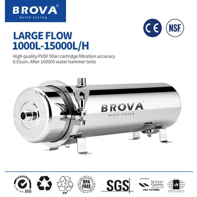 BROVA Whole House Home/Commercial Water Purifier 0.01μm PVDF UF System large flow1000L-15000L/H SUS304 lower cost filter elemen