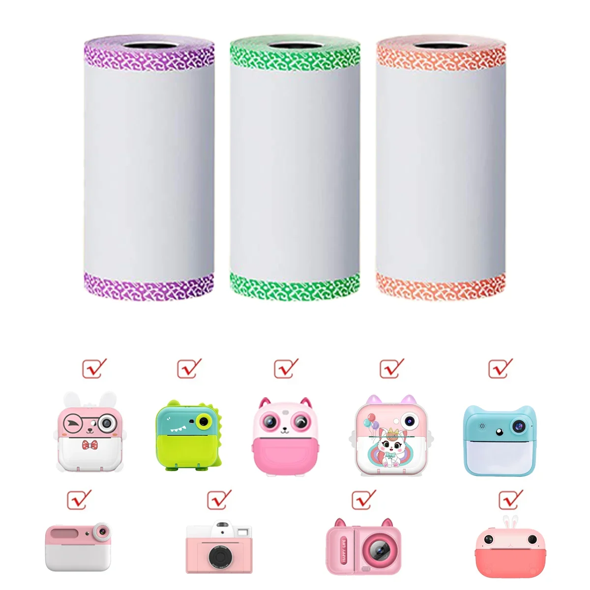 57 mm Sofortbildkamera-Nachfüllpapier, weißes/farbiges Kanten-Thermopapier, HD-Foto, kompatibel mit allen 57 mm Taschen-Thermodruckern Image