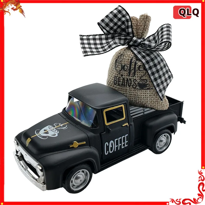 Druckguss 12,5 cm Pickup Lkw Legierung Auto Gedruckt Logo Kaffee Handwerk Desktop Dekoration Geschenk Simulation Auto Kinder Spielzeug Image