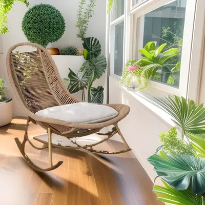 Balcony Rocking Chair Garden Rattan Recliner Home Living Room Leisure Chair Lazy Courtyard Rocking Chair Outdoor Adult Rattan