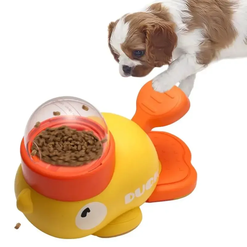 Haustier Automatische Feeder Spielzeug Hund Puzzle Feeder Interaktive Tiernahrung Behandeln Spender Cartoon Ente Design Anti-rutsch für Hundetraining Image