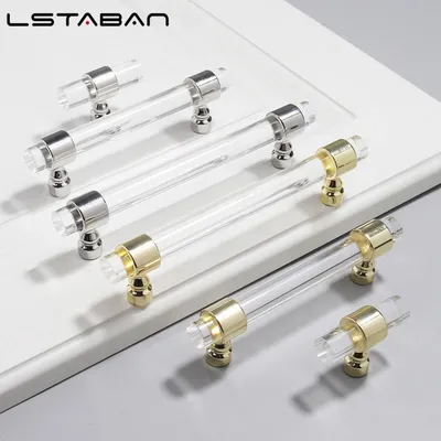 Modern Transparent Acrylic Drawer Knobs Minimalism T bar Handle Bathroom Pulls Kitchen Cabinet Door Handle Furniture Pulls
