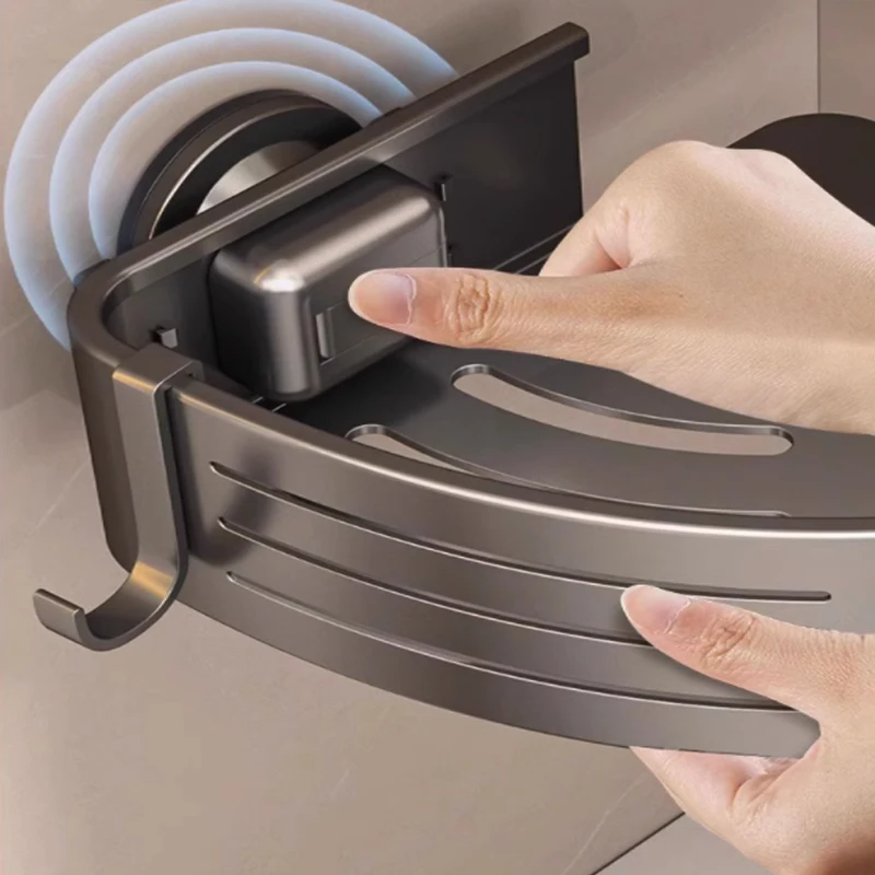 Perforationsfreies Badezimmer-Aufbewahrungsregal, Badezimmer-Saugnapf, dreieckiger Korb, Wandregal, Badezimmer, Waschraum, Thekenecke