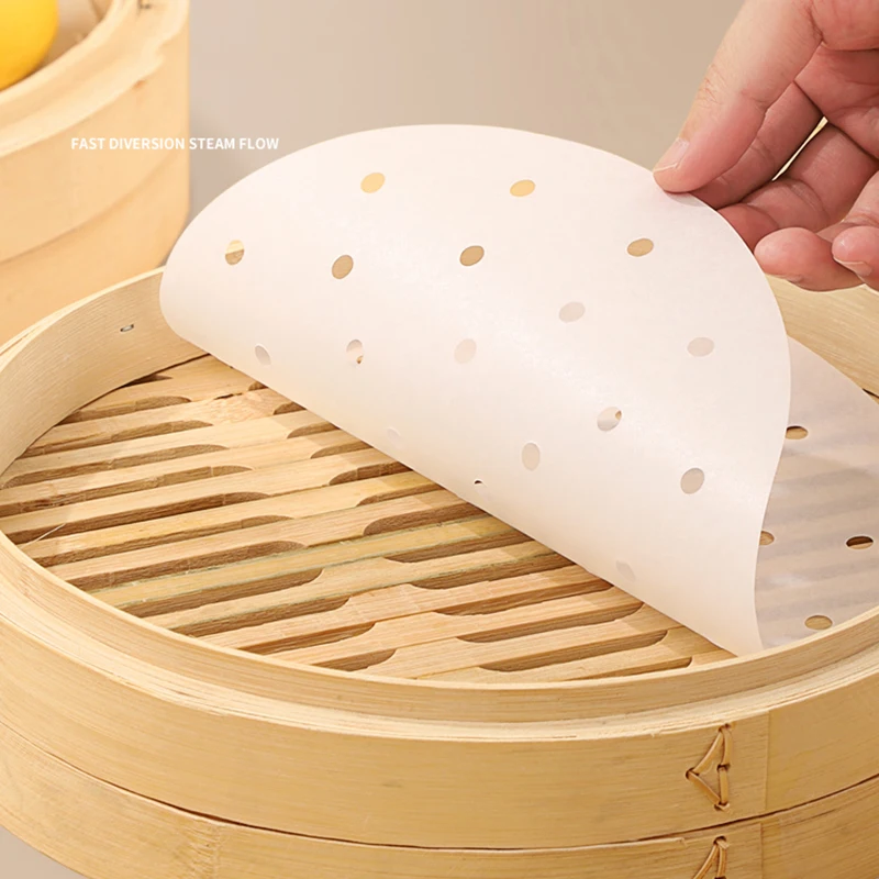 50 stücke Bambus Dampfer Papiere Einweg Antihaft-Dampfer Matte Öl Papier Luft Friteuse Ofen Küche Pan Pad Airfryer bakpapier Image